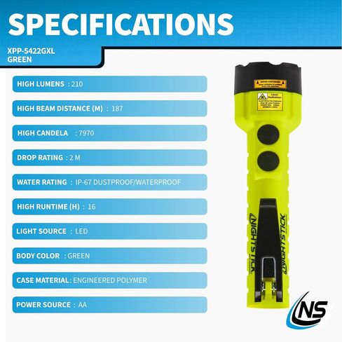 Nightstick XPP-5422GM Intrinsically Safe Dual-Light Flashlight w/Magnets-3 AA (not Included) -Green-UL913, Multicolor in Kuwait