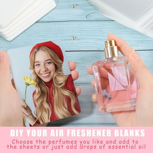 100 قطعة من أوراق معطر الهواء بالتسامي، أوراق معلقة معطرة للسيارة، أوراق معطرة مستطيلة الشكل مع 100 قطعة من الحقائب والحبال لمعظم ديكورات السيارات in Kuwait