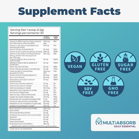 MultiAbsorb~Daily Essential, Multi-Nutrient Powder for Optimal Health, Vitamins, Minerals, Antioxidants, No Fillers or Preservatives, Natural, Non-GMO, 30 Servings (Orange-Mango) in Saudi Arabia