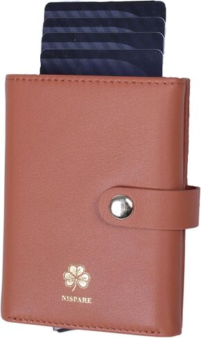 Pop Up Wallet for Women, RFID Blocking Slim Genuine Leather Card Holder with Toggle Ejector, Minimalist Front Pocket Wallet, Ideal Gift for Mom, Wife, Christmas, Birthday in Saudi Arabia