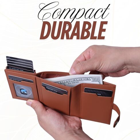 Pop Up Wallet for Women, RFID Blocking Slim Genuine Leather Card Holder with Toggle Ejector, Minimalist Front Pocket Wallet, Ideal Gift for Mom, Wife, Christmas, Birthday in Saudi Arabia