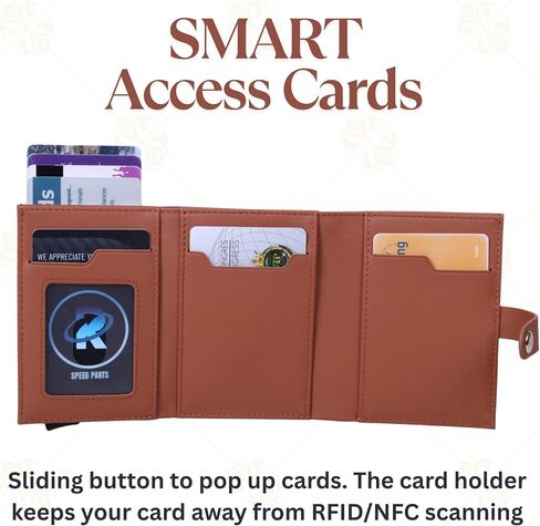 Pop Up Wallet for Women, RFID Blocking Slim Genuine Leather Card Holder with Toggle Ejector, Minimalist Front Pocket Wallet, Ideal Gift for Mom, Wife, Christmas, Birthday in Saudi Arabia