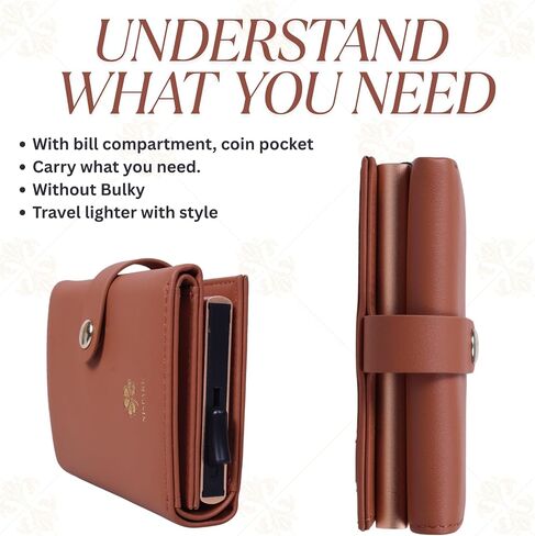 Pop Up Wallet for Women, RFID Blocking Slim Genuine Leather Card Holder with Toggle Ejector, Minimalist Front Pocket Wallet, Ideal Gift for Mom, Wife, Christmas, Birthday in Saudi Arabia