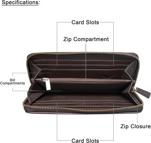 VANSI محفظة نسائية من الجلد الطبيعي ذات سعة كبيرة وحامل بطاقات RFID مع جيب للعملات المعدنية بسحاب (بحري) in Kuwait