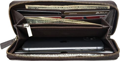 VANSI محفظة نسائية من الجلد الطبيعي ذات سعة كبيرة وحامل بطاقات RFID مع جيب للعملات المعدنية بسحاب (بحري) in Kuwait