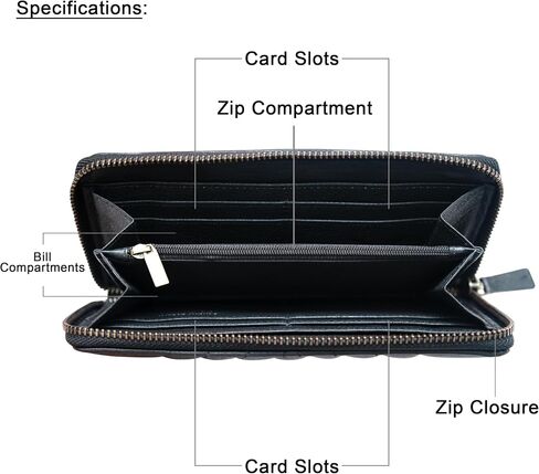 VANSI محفظة نسائية من الجلد الطبيعي ذات سعة كبيرة وحامل بطاقات RFID مع جيب للعملات المعدنية بسحاب (بحري) in Kuwait