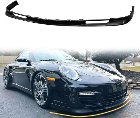 Front Bumper Lip Spoiler, Compatible with 2007-2013 Porsche 997 911 Turbo & Turbo S(Not Fit GT3 Or Non-Turbo Model), PU Black OEM Factory Style Add-on Front Splitter Air Dam Chin Protector in Saudi Arabia