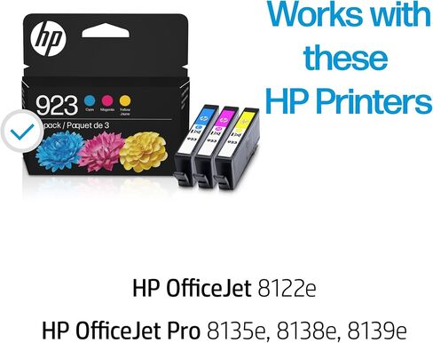 HP 923 Cyan/Magenta/Yellow Standard Yield Ink Cartridges, 3/Pack (6C3Y4LN) in Saudi Arabia