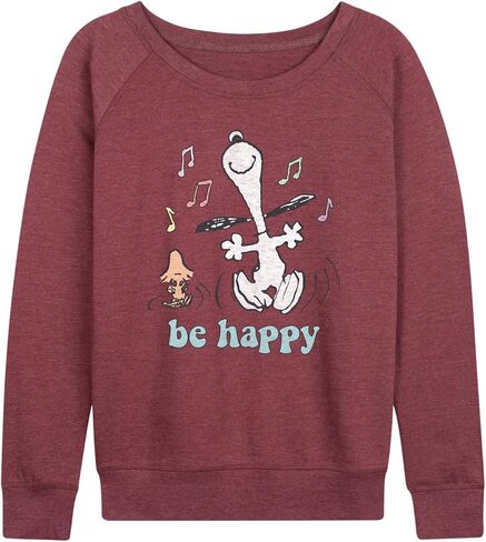 HYBRID APPAREL - Peanuts - Be Happy Snoopy And Woodstock - Women's Lightweight French Terry Pullover in Saudi Arabia