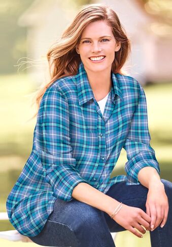 Woman Within Plus Size Classic Flannel Shirt in Saudi Arabia
