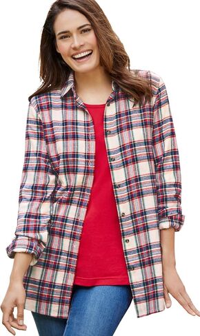 Woman Within Plus Size Classic Flannel Shirt in Saudi Arabia