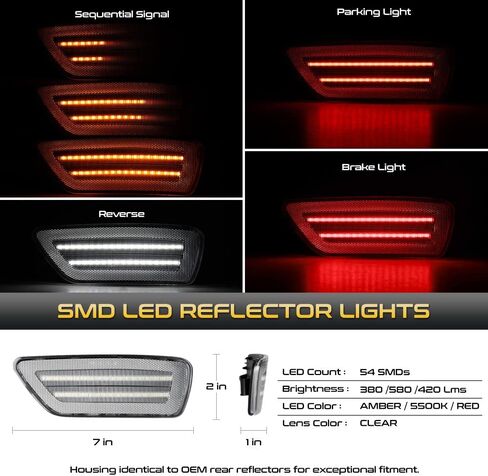 VIPMOTOZ [3 FUNCTION Brake+Reverse+Daytime Running Lights Reflector Compatible With 2011-2021 Grand Cherokee Compatible with Dodge Journey 11-17 Compass Chrome Housing Clear Lens Pair Set in Saudi Arabia