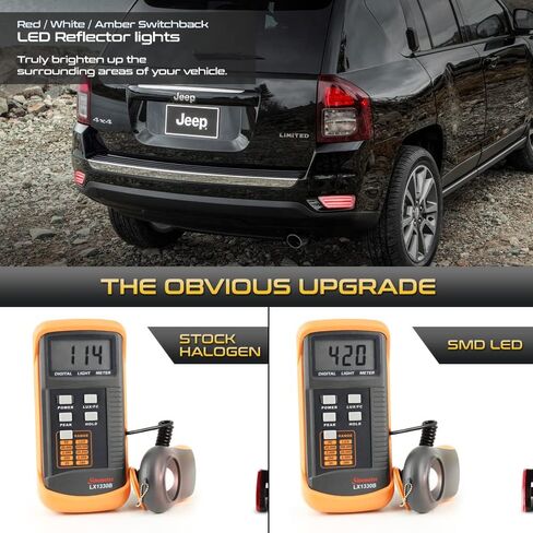 VIPMOTOZ [3 FUNCTION Brake+Reverse+Daytime Running Lights Reflector Compatible With 2011-2021 Grand Cherokee Compatible with Dodge Journey 11-17 Compass Chrome Housing Clear Lens Pair Set in Saudi Arabia