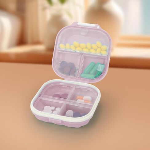 Travel Pill Organizer - Portable Weekly Pill Case with 7 Compartments for Vitamins & Medications - Compact AM/PM Pill Box (Leak-Proof, BPA-Free) - Pink in Saudi Arabia