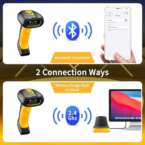 NetumScan Upgraded Industrial Bluetooth QR Barcode Scanner, IP67 Waterproof & 7M Drop Proof, 2600mAh Wireless 1D 2D Bar Code Scanner with Charging Stand for Store, POS, Computer, iPhone, Android in Kuwait