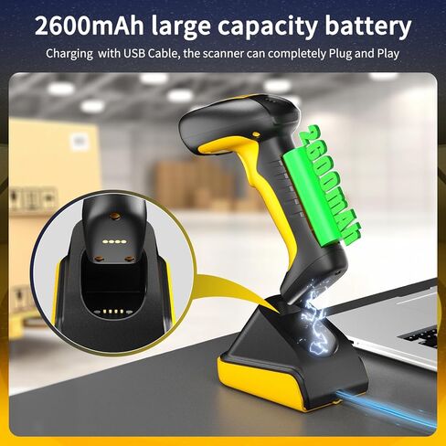NetumScan Upgraded Industrial Bluetooth QR Barcode Scanner, IP67 Waterproof & 7M Drop Proof, 2600mAh Wireless 1D 2D Bar Code Scanner with Charging Stand for Store, POS, Computer, iPhone, Android in Kuwait