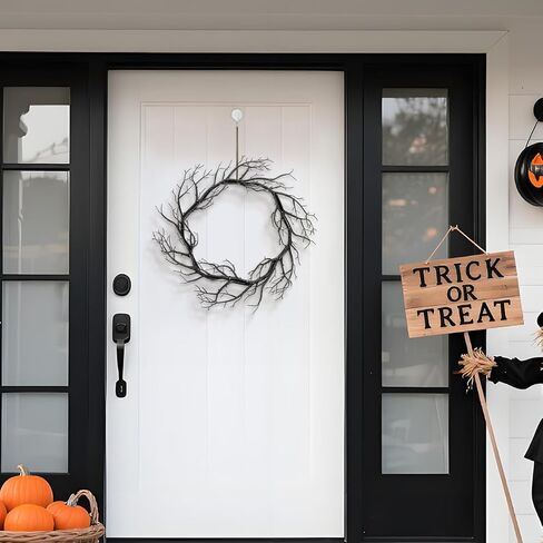 Black Twig Halloween Wreath, 16.5 Inch Scary Twig Decor for Front Door, Unique Artificial Spooky Branch Garland for Halloween Home Front Door Decor in Saudi Arabia