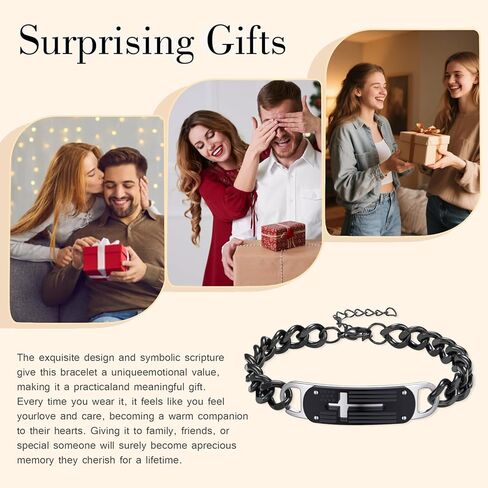 سوار الصليب للرجال الفولاذ المقاوم للصدأ الكوبية الصليب سلسلة ربط أساور الكتاب المقدس الآية المسيحية بارد مجوهرات هدايا التخرج الكتاب المقدس الآية أساور المعمودية مجوهرات المسيحية هدايا التخرج in Kuwait