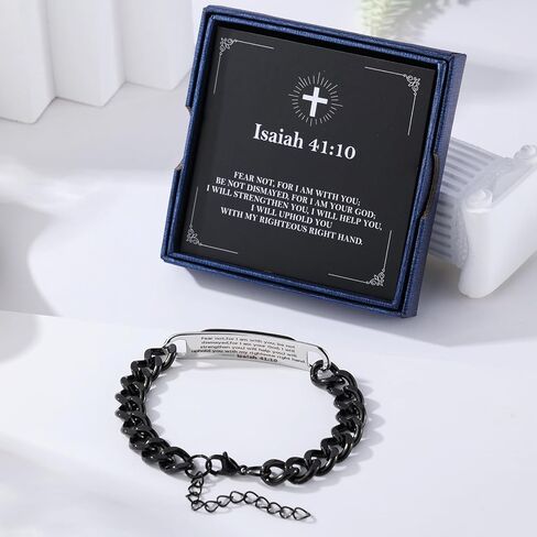 سوار الصليب للرجال الفولاذ المقاوم للصدأ الكوبية الصليب سلسلة ربط أساور الكتاب المقدس الآية المسيحية بارد مجوهرات هدايا التخرج الكتاب المقدس الآية أساور المعمودية مجوهرات المسيحية هدايا التخرج in Kuwait