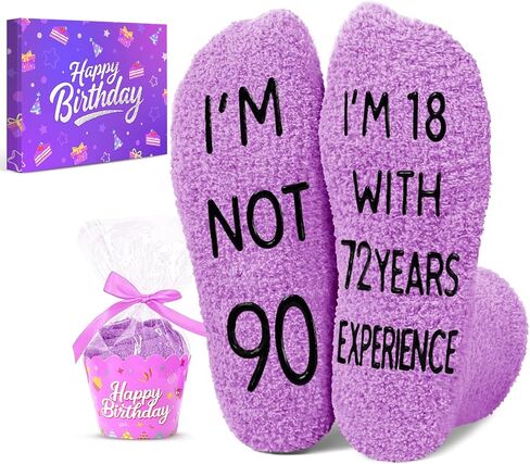 HAPPYPOP 90th Birthday Gifts for Women - Novelty Socks for 90 Year Olds, 90 Year Old Birthday Gifts Ideas in Saudi Arabia