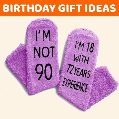 HAPPYPOP 90th Birthday Gifts for Women - Novelty Socks for 90 Year Olds, 90 Year Old Birthday Gifts Ideas in Saudi Arabia