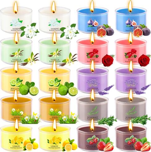 Aromatherapy Scented Candles 20 Pack - Small Candle Gift Set for Women with 10 Scents, 1.6oz Long-Lasting Soy Wax Candles for Relaxation, Yoga, Bath, Christmas Birthday Gifts, Home Decor in Saudi Arabia