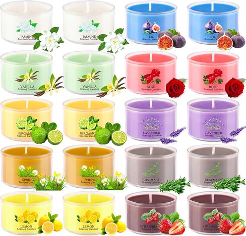 Aromatherapy Scented Candles 20 Pack - Small Candle Gift Set for Women with 10 Scents, 1.6oz Long-Lasting Soy Wax Candles for Relaxation, Yoga, Bath, Christmas Birthday Gifts, Home Decor in Saudi Arabia