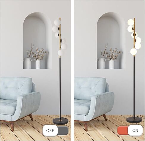 Modern Floor Lamp, LED Standing Tall Pole Lamp with Glass Shade, Elegant Mid Century Modern Floor Lamps for Living Room,Bedroom,Office,3 Lights (Bulbs Included) in Saudi Arabia