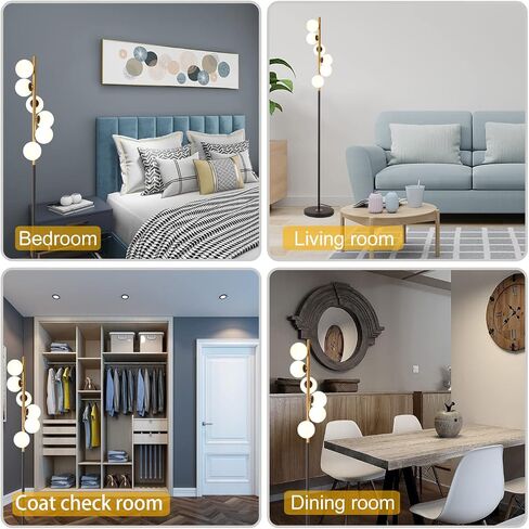 Modern Floor Lamp, LED Standing Tall Pole Lamp with Glass Shade, Elegant Mid Century Modern Floor Lamps for Living Room,Bedroom,Office,3 Lights (Bulbs Included) in Saudi Arabia
