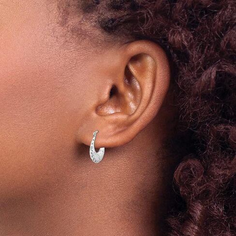 Gold Hoop Earrings 14K Yellow White Gold Diamond Cut Hollow Hoop Earrings Perfect Oval Jewelry Gift for Women in Saudi Arabia