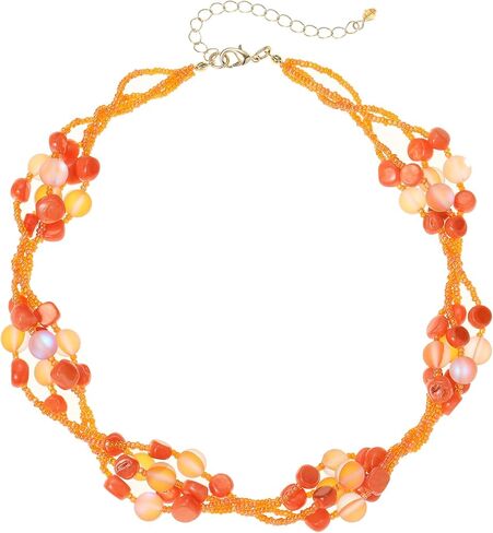 Colorful Natural or Synthetic Gemstone Choker Necklace for Women, Statement Sea Shell Crystal Beaded Multi-Strand Collar Necklace, Moonstone Jewelry Gift for Her in Saudi Arabia