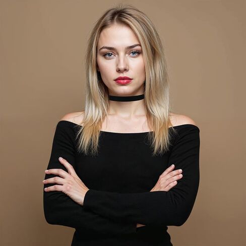Yolev Black Velvet Choker Necklace for Women Classic Adjustable Gothic Choker Thick Ribbon Choker Gothic Jewelry Gifts for Halloween Birthday Party Cosplay Accessories (Wide 2cm) in Saudi Arabia