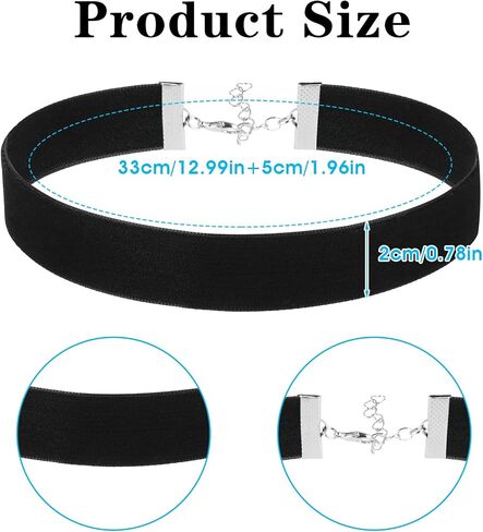 Yolev Black Velvet Choker Necklace for Women Classic Adjustable Gothic Choker Thick Ribbon Choker Gothic Jewelry Gifts for Halloween Birthday Party Cosplay Accessories (Wide 2cm) in Saudi Arabia