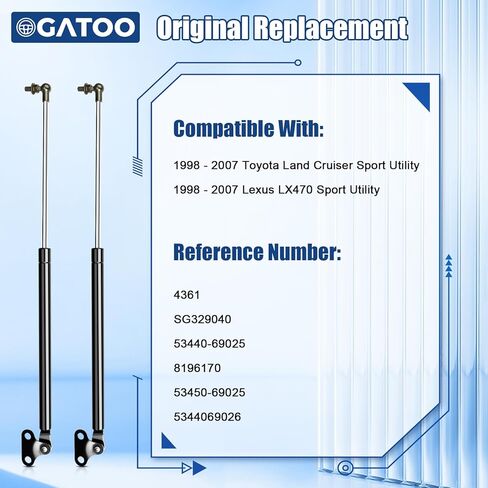 Rear Hatch Lift Supports Tailgate Liftgate Gas Shock Strut Compatible with Toyota Land Cruiser Lexus LX470 1998 1999 2000 2001 2002 2003 2004 2005 2006 2007 Trunk Spring，Replace 6896069016 in Saudi Arabia