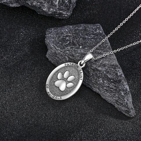 St Francis Of Assisi/Guardian Angel/Wolf/Firefighter/Hockey/Virgin Mary/Scales of Justice/Medusa/Allah/Tetragrammaton Necklace 925 Sterling Silver Religious Amulets Jewelry Gifts for Men Women in Saudi Arabia