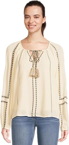 بلوزة راجلان منسوجة بأكمام طويلة للسيدات مع تطريز in Kuwait