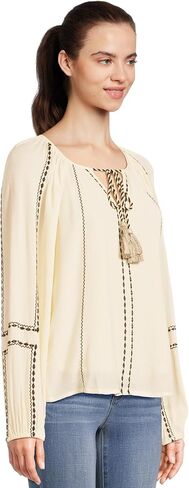 بلوزة راجلان منسوجة بأكمام طويلة للسيدات مع تطريز in Kuwait