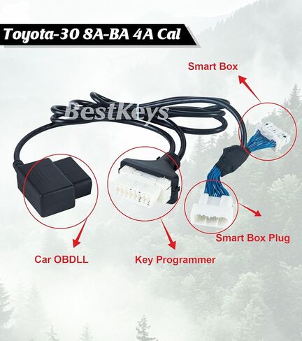 BestKeys 30 دبوس كابل محول برمجة تجاوز برنامج محول الكابل التشخيصي عبر OBD - بدون استبدال رمز PIN لنماذج Toyota 30 pin 8A-BA و4A in Kuwait