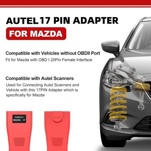 Autel Original Mazda 17 Pin Adapter, 17 Pin Male OBD1 to 16 Pin Female OBD2 Connector for Mazda Without OBDII Port, OE-Compliant Connector Work Scanner MK808S, MK900, Elite II PRO Ultra etc in Saudi Arabia