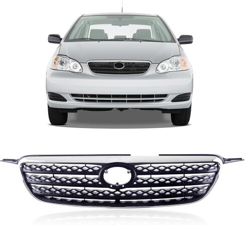 Perfit Liner Front Grille Grill صب الكروم مع إدراج رمادي متوافق مع 2005-2008 Toyota Corolla TO1200278 5310002090 in Saudi Arabia