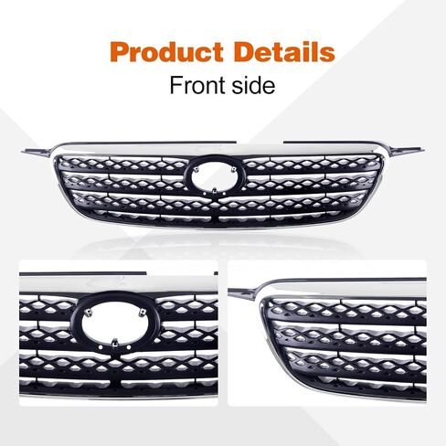 Perfit Liner Front Grille Grill صب الكروم مع إدراج رمادي متوافق مع 2005-2008 Toyota Corolla TO1200278 5310002090 in Saudi Arabia