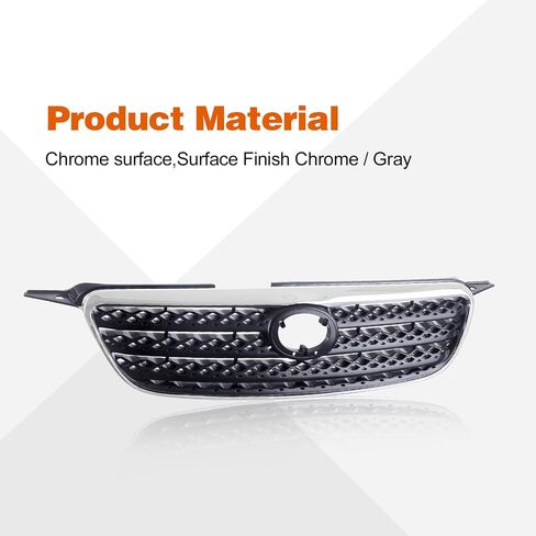 Perfit Liner Front Grille Grill صب الكروم مع إدراج رمادي متوافق مع 2005-2008 Toyota Corolla TO1200278 5310002090 in Saudi Arabia