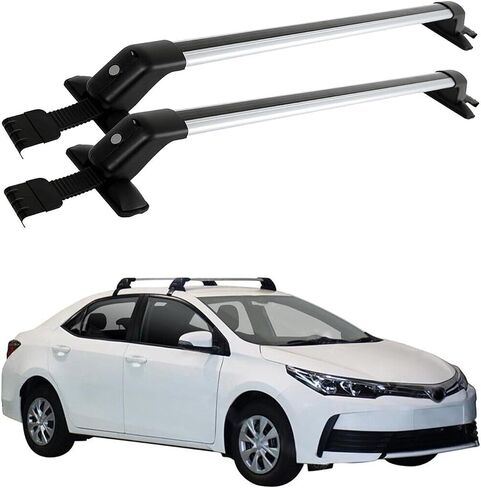 حامل سقفي للأمتعة من الألومنيوم مع شريط متقاطع مع LockFit لـ T0Y0TA Corolla 2000-2024 in Kuwait