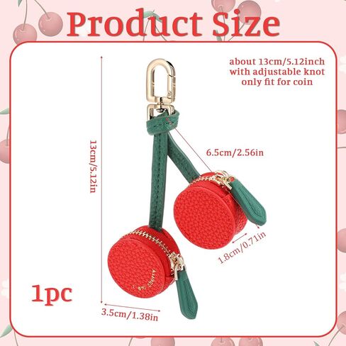 Cherry Design Coin Purse Charm, Leather Coin Purse Cherry Keychain,Cute Cherrys Charm for Purses Handbags,Y2K Strawberry Keychain with Zipper,PU Key Charms in Saudi Arabia