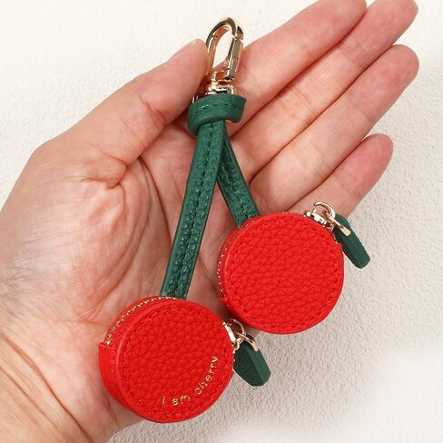Cherry Design Coin Purse Charm, Leather Coin Purse Cherry Keychain,Cute Cherrys Charm for Purses Handbags,Y2K Strawberry Keychain with Zipper,PU Key Charms in Saudi Arabia