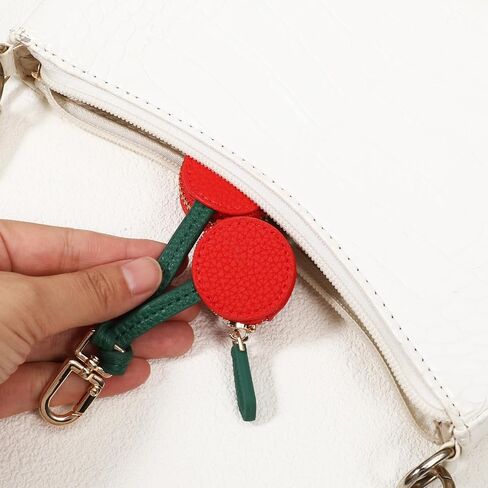 Cherry Design Coin Purse Charm, Leather Coin Purse Cherry Keychain,Cute Cherrys Charm for Purses Handbags,Y2K Strawberry Keychain with Zipper,PU Key Charms in Saudi Arabia