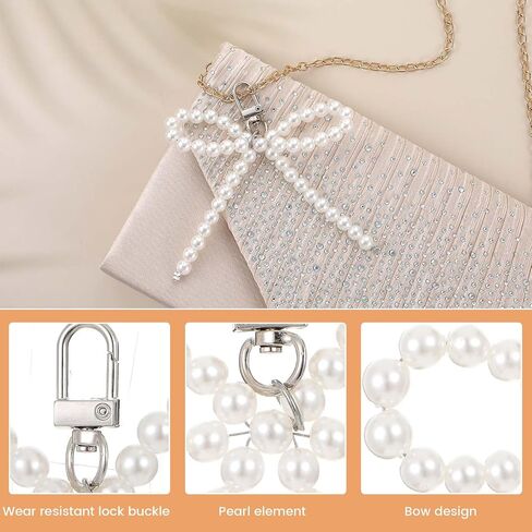 2Pcs Pearl Bow Keychain, Y2K Bow Purse Charm for Handbags, Bowknot Keyring for Women Girls in Saudi Arabia