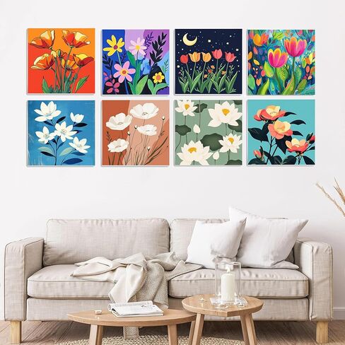 SKRYUIE 9 Pakc Art Boards Set Paint by Numbers Kits for Adults Scenery, Acrylic Mountain Oil Painting pre Drawn Canvas for Painting for Beginner with Brushes for Home Decor 7.87x9.84 inch / 20x25 cm in Kuwait