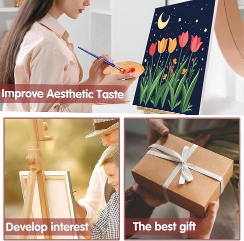 SKRYUIE 9 Pakc Art Boards Set Paint by Numbers Kits for Adults Scenery, Acrylic Mountain Oil Painting pre Drawn Canvas for Painting for Beginner with Brushes for Home Decor 7.87x9.84 inch / 20x25 cm in Kuwait