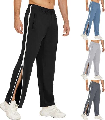 Post Surgery Pants Men's Soft Athletic Tear Away Pants Loose Fit Break Away Snap On Pant with Pockets in Saudi Arabia